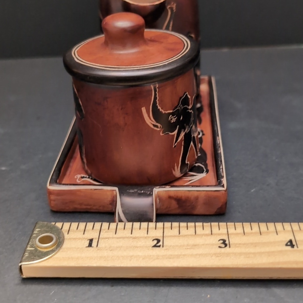 Kuku Hut,Hand carved Brown Stone Sugar And Creamer Set with Tray. - Picture 15 of 16